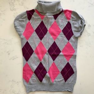 H&M Argyle Knit Turtleneck Top